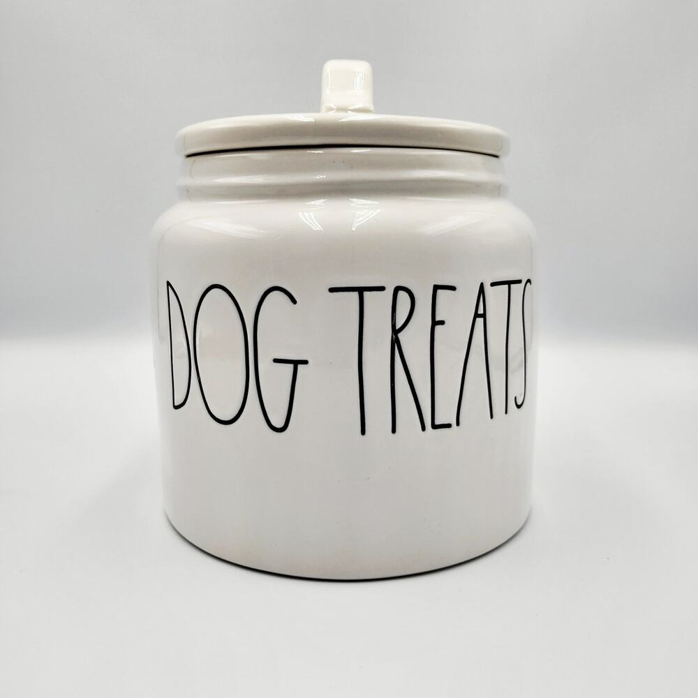 Rae Dunn Artisan Collection by Magenta DOG TREATS White Ceramic Canister w/ Lid